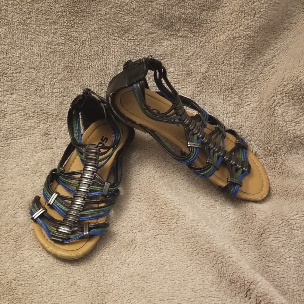 SODA girl's open-toe leather sandals zipper back  Size 11